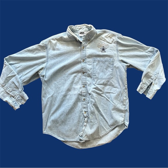Dallas Cowboys Stitched Lettering Denim Button Up Shirt / Unisex Shirt Jacket - Picture 1 of 6